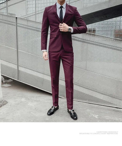 Suit S-7XL (Blazer+ Waistcoat + Trousers) Men's Fashion Business Dinner Gentleman Slim British-style Evening Dress Group Suit