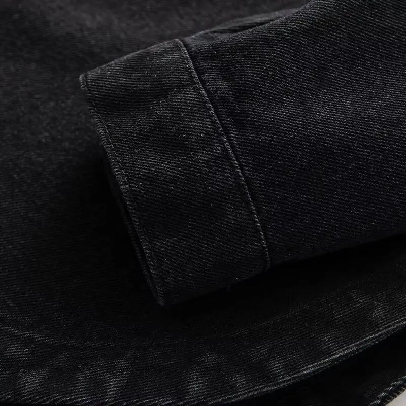 Retro Washed Loose Long Sleeve Women's Denim Shirt Vintage Workwear Style Button up Casual Outerwear from Mainland China