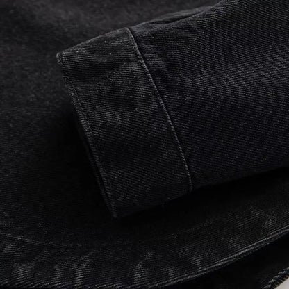 Retro Washed Loose Long Sleeve Women's Denim Shirt Vintage Workwear Style Button up Casual Outerwear from Mainland China