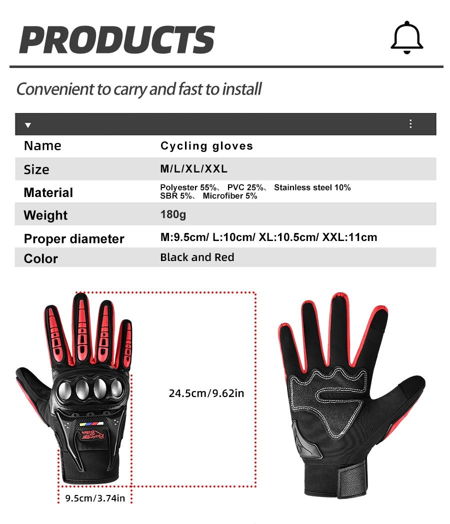 Luvas de Motocicleta de Inverno de Dedo Completo Antiderrapantes Resistentes ao Desgaste para Off-Road Luvas de Corrida de Motocicleta Quentes com Tela Sensível ao Toque Luvas de Ciclismo