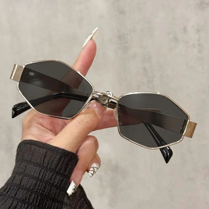 Fashion Polygonal Women Sunglasses 2025 Vintage Brand Rhombus Ladies Sun glasses Shades Unique Metal Frame Punk Eyewear Men
