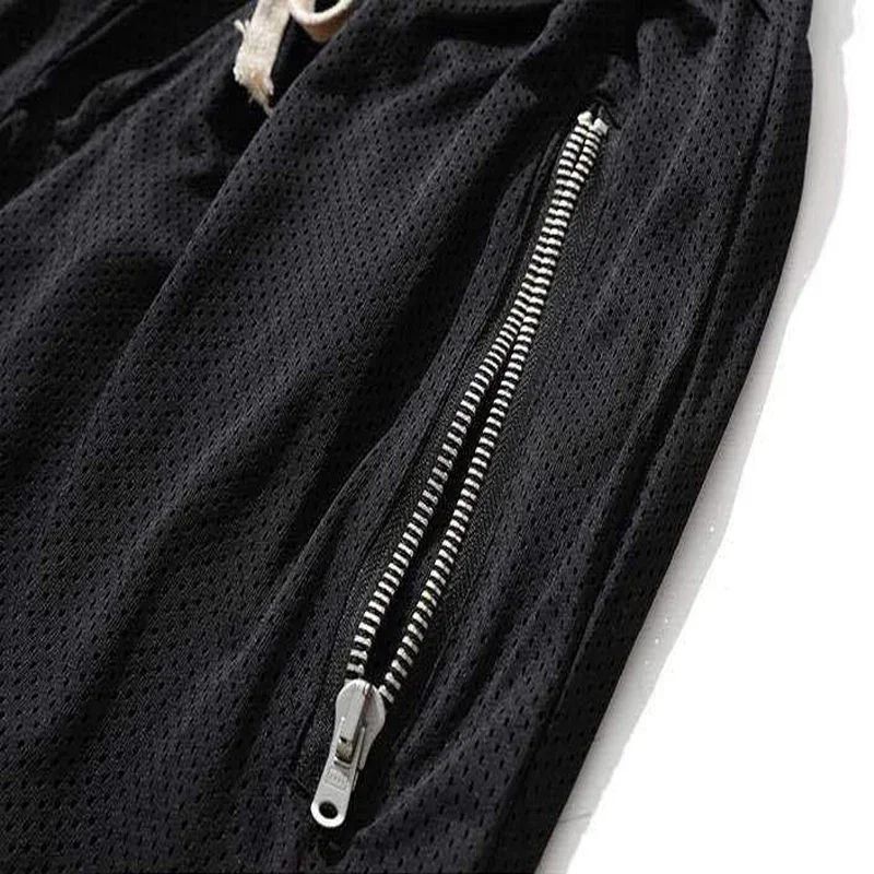 2025 Summer New Quick drying Breathable Zipper Drawstring Pocket Five point Shorts for Men's Sports Running Large Beach Pants