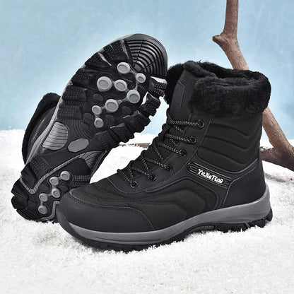 2025Brand Warm Winter Men's Hiking Boots Outdoor Snow Men Boots Men Work Casual Sneakers High Top Keep Warm Non-slip Ankle Boots
