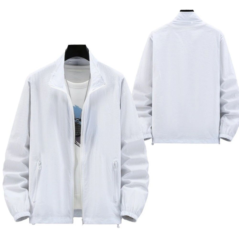 Men Teens Breathable Ultrathin Ultralight Stand Collar Quick Dry Sun-Protective Camping Hiking Jacket Skin Coat Windbreaker
