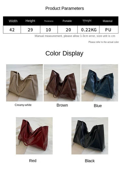 Large women's bag Fashion Underarm Pouch Large Capacity Soft Pu Leather Shoulder Bag Retro Crossbody Bag Casual Portable Bucket