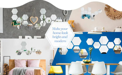 3/6/12pcs 3D Hexagon Mirror Wall Sticker DIY TV Background Living Room Stickers Wall Decor Bedroom Bathroom Home Decoration