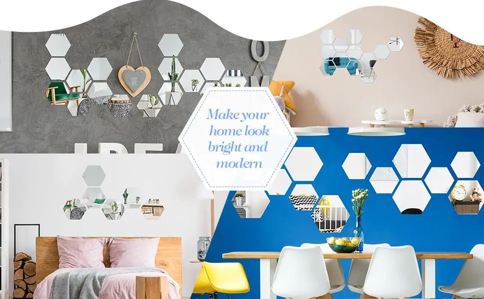3/6/12pcs 3D Hexagon Mirror Wall Sticker DIY TV Background Living Room Stickers Wall Decor Bedroom Bathroom Home Decoration