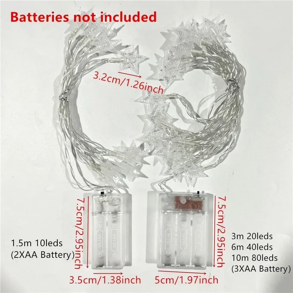 Battery Power Star Led Lights Garland Fairy String Christmas Outdoor Lamp Garden Bedroom Room Wedding Party Decoration