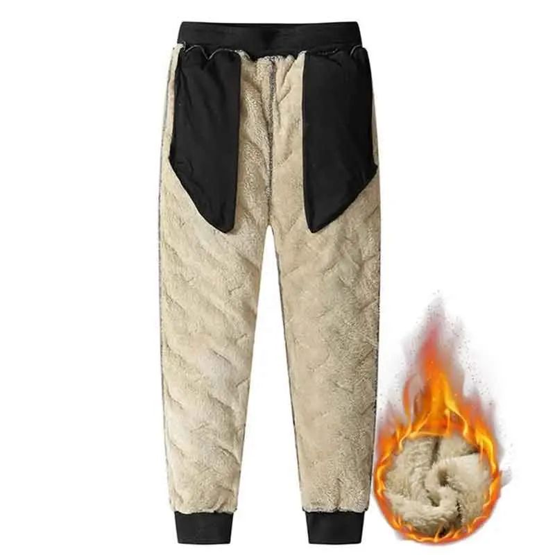 2025 Men's Winter Sweatpants Plush Thick Fleece Lambswool Thermal Casual Waterproof Windproof Warm  Trousers