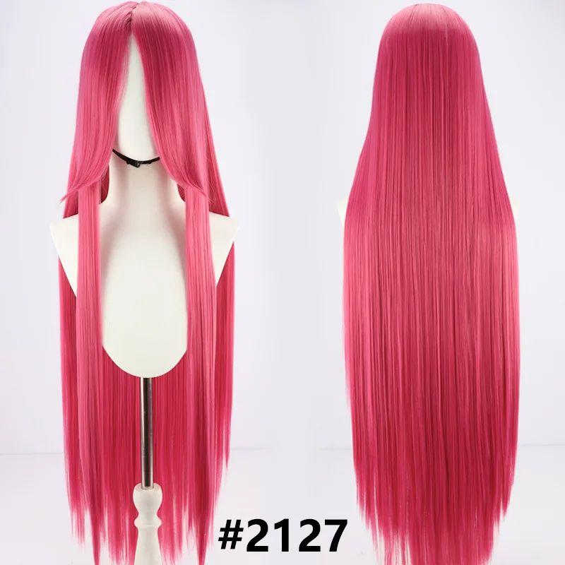Perucas sintéticas de cabelo rosa com volume de ar, seda de cabelo macia de alta temperatura, cabelo a granel, peruca longa, cacheada, de ondas grandes, lisa, para Cosplay
