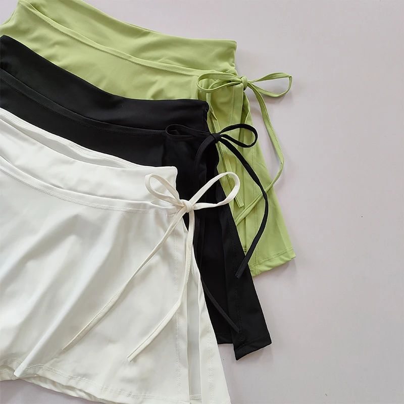 Sports Yoga Skirt Badminton Tennis Skirt Pants Half-body Quick Drying Pocket Skirt Side Split Strap Pants For Outwear