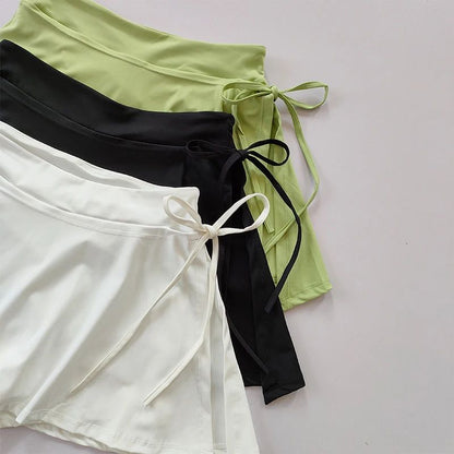 Sports Yoga Skirt Badminton Tennis Skirt Pants Half-body Quick Drying Pocket Skirt Side Split Strap Pants For Outwear