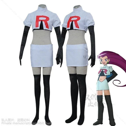 Game Team Rocket Cosplay Jessie Musashi James Kojirou Costume Halloween Anime Accessories Wig Full Set Roleplay Cos Sportwear