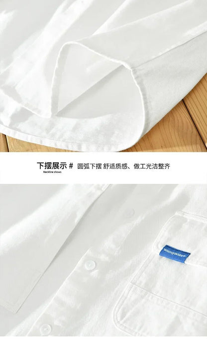 Cargo Shirt Men Spring Autumn Double Pocket Long Sleeve Shirts Male Casual Pure Cotton Orange Shirt Japanese Fashion Loose Shirt