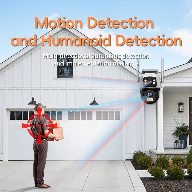 8MP 4K WiFi Camera Dual Lens Dual Screen Wireless Outdoor Surveillance Human Detect Security Protection Two Way Audio PTZ IP Cam