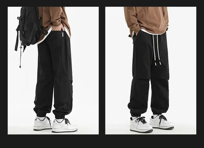 Calça Jogger Solta Multibolsos para Primavera Verão, Calça Casual Masculina Estilo Urbano com Cordão na Cintura, Calça Cargo para Fitness e Atividades ao Ar Livre