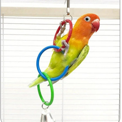 Brinquedo de Balanço Colorido para Papagaios Anéis de Escalada para Pássaros Papagaios Calopsitas Periquitos