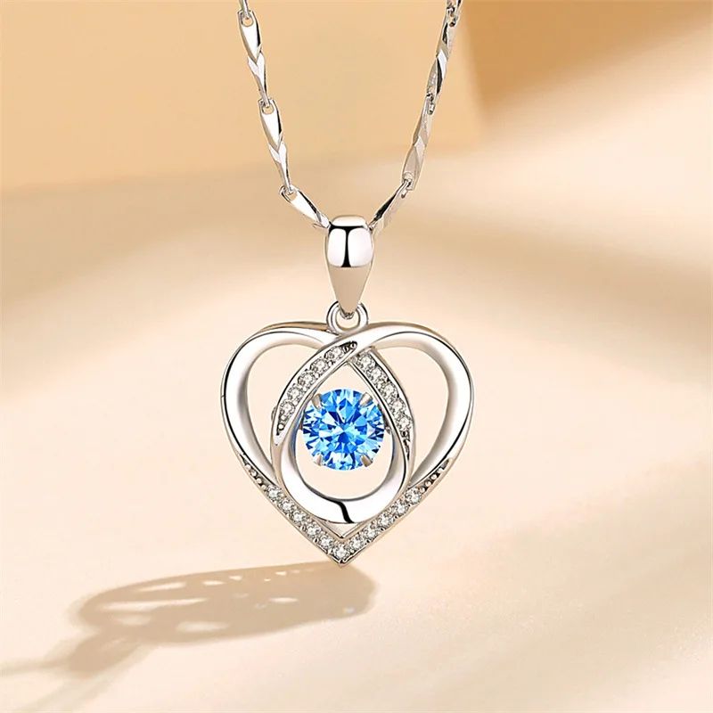 925 Sterling Silver Heart Shaped Necklace Bracelet Set for Women Vintage Korean Crystal Bracelets High Quality Set Party Jewelry