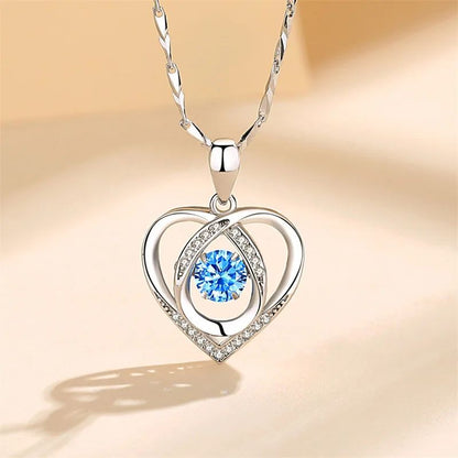 925 Sterling Silver Heart Shaped Necklace Bracelet Set for Women Vintage Korean Crystal Bracelets High Quality Set Party Jewelry