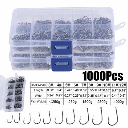 Anzol de Pesca Aço Carbono Forte Afiado Prata Circular Anzol 3#-12# Jig Barbed Pesca Isca Portátil Equipamento de Pesca 50-1600Pcs/Caixa