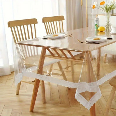 Tablecloth, Thin Transparent Plastic, Oil-Proof Wiping Tablecloth for Dining Tables, Parties, Camping(Odorless)