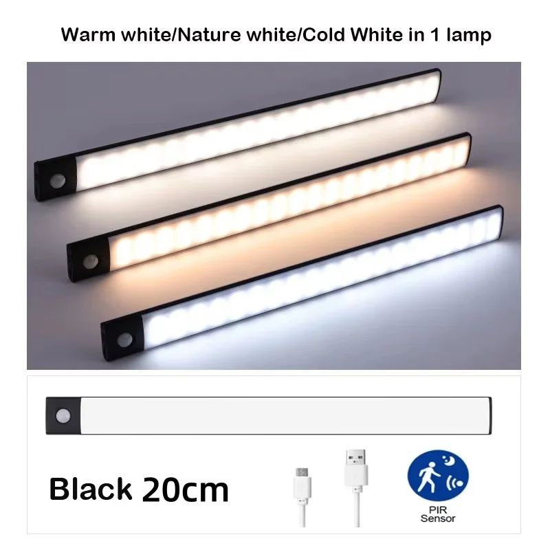 LED Closet Lights Motion Sensor Lamp Wireless Rechargeable Cabinet Night Light For Kitchen Bedroom Wardrobe Sensor Night Lamp