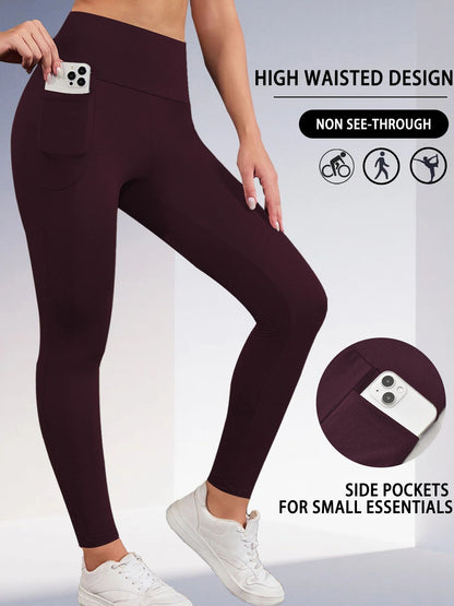 Super Soft Sports Leggings With Pockets For Women High Waisted Workout Yoga Running Push Up Gym Fitness Tight Pants Women's
