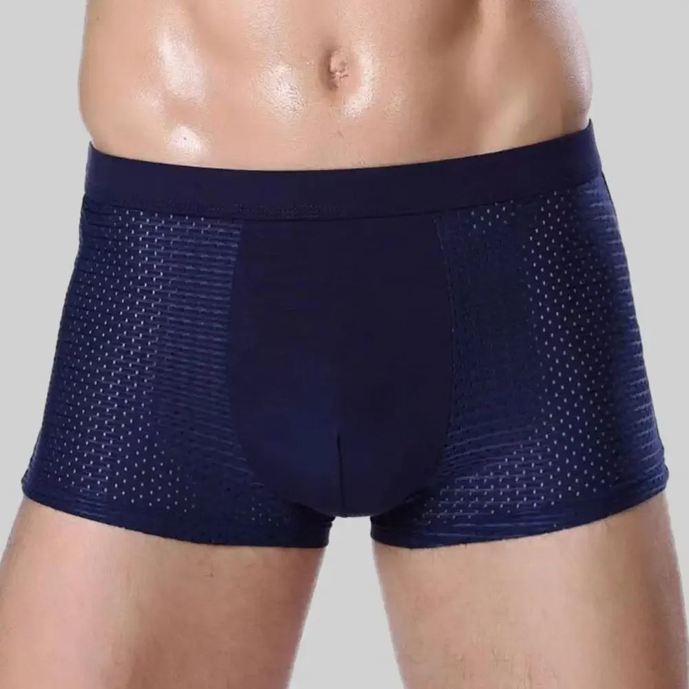Men Breathable Boxers Ice Silk Mesh Men's Boxers Soft Breathable Underwear with Moisture-wicking Technology U Design for Comfort