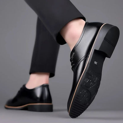 High Quality Leather Formal Men Dress Shoes Breathable Mens Casual Shoes Italian Luxury Brand Lace-Up Non-slip Men Driving Shoes