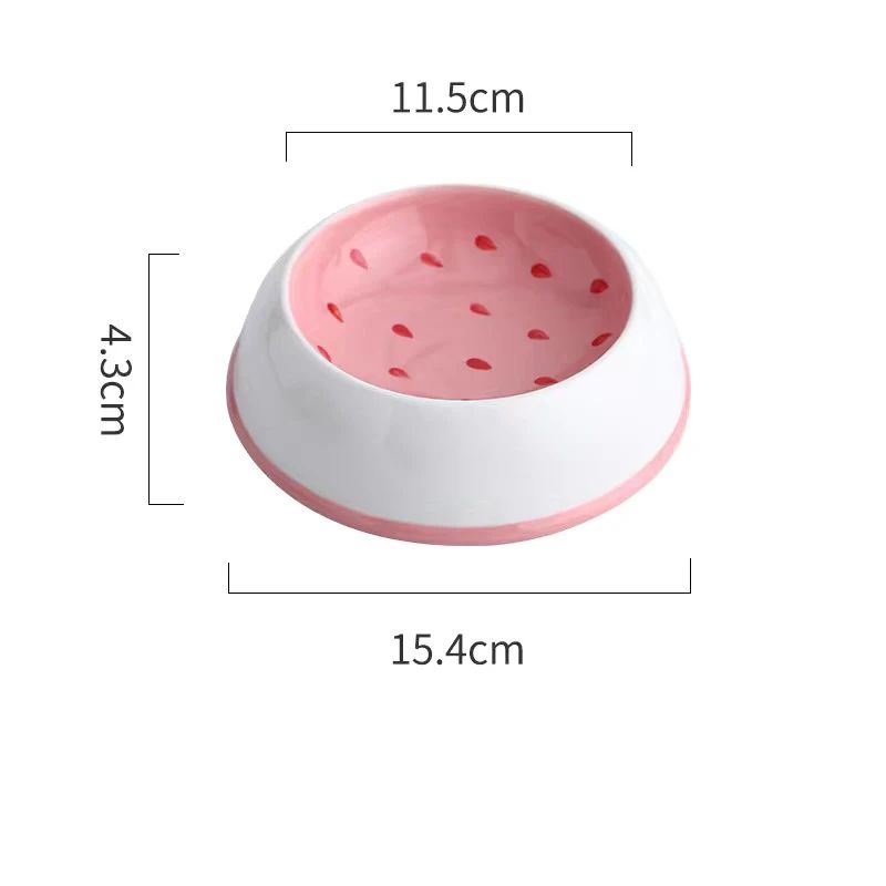 4 tigelas fofas de cerâmica para pets, tigelas em formato de melancia e morango para gatos, tigelas coloridas para cães pequenos, fornecedores de água, tigela para gatos