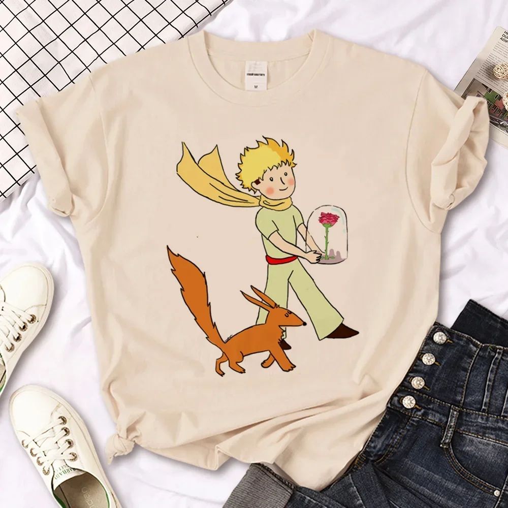 The Little Prince Print Tee Women T-shirts Harajuku Tshirt Girl 2000s Clothing kawaii Print T Shirt For Women