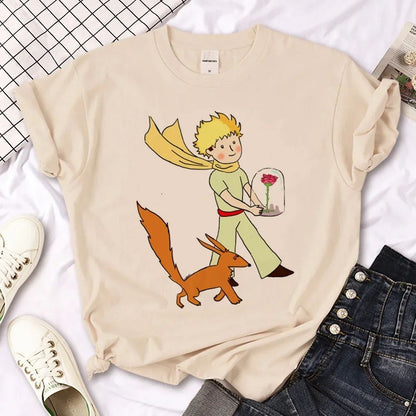 The Little Prince Print Tee Women T-shirts Harajuku Tshirt Girl 2000s Clothing kawaii Print T Shirt For Women