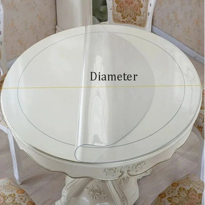 Transparent PVC Round Table Carpet Waterproof Tablecloth Kitchen Pattern Table Cover Glass Soft Cloth Dining Table Mat