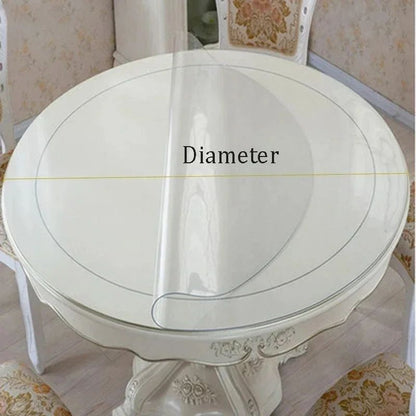 Transparent PVC Round Table Carpet Waterproof Tablecloth Kitchen Pattern Table Cover Glass Soft Cloth Dining Table Mat