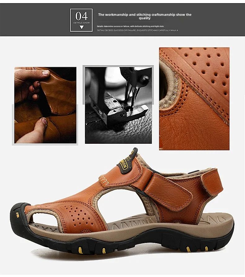 2025 Man's shoes Genuine Leather Men Sandals Summer Men's Shoes Outdoor Water Shoes Leather Sandals For Men men summer sandals