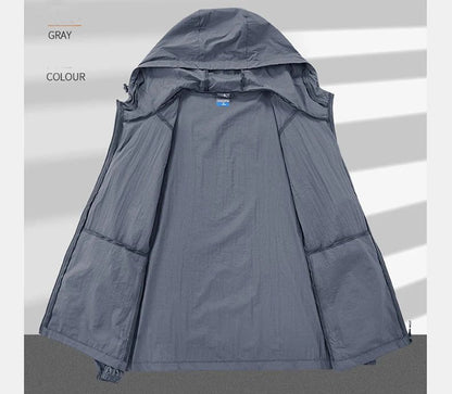 UPF50+ Summer Outdoor Quick Dry Sun-Protective Thin Jacket Men Hiking Fishing Cycling Hooded Gym Sport Ultra Light Windbreaker