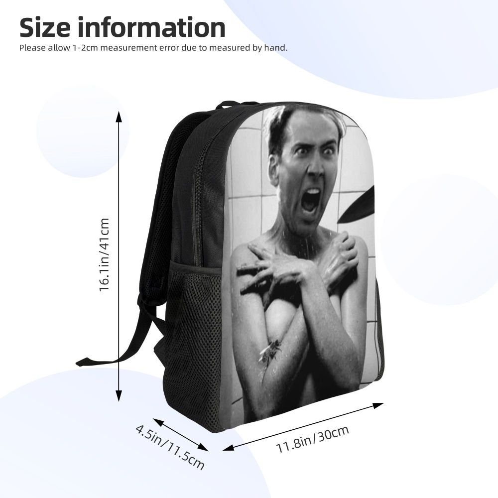 Custom Nicolas Cage Meme Laptop Backpack Women Men Basic Bookbag for College School Student Funny Bags