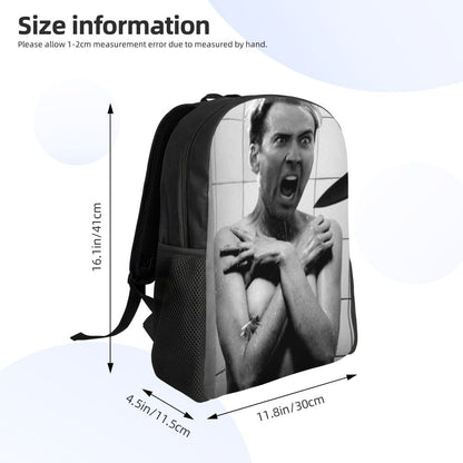 Custom Nicolas Cage Meme Laptop Backpack Women Men Basic Bookbag for College School Student Funny Bags