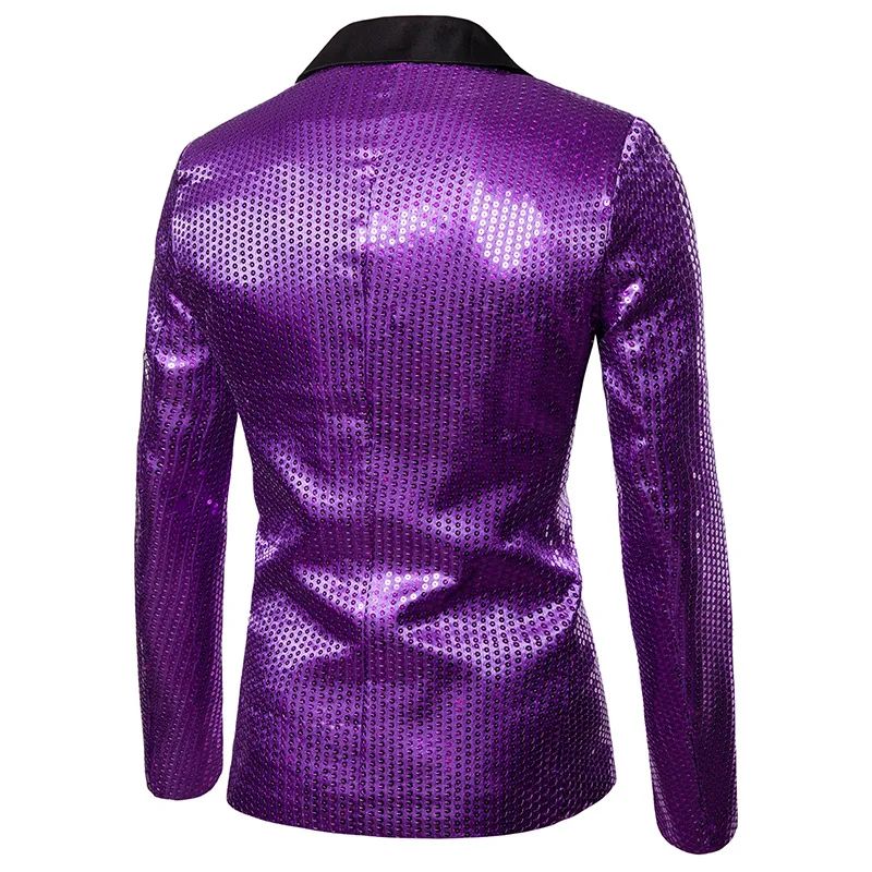 New Fashion Black Sequin Mens Shiny Suit Jacket One Button Blazer For Male Nightclub Singers Stage Dress Blazers Chaqueta Hombre