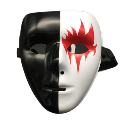 Masquerade Halloween Full Face Mask Hand Painted White Death Clown Black Gold Adult Street Dance Eye Mask Prop