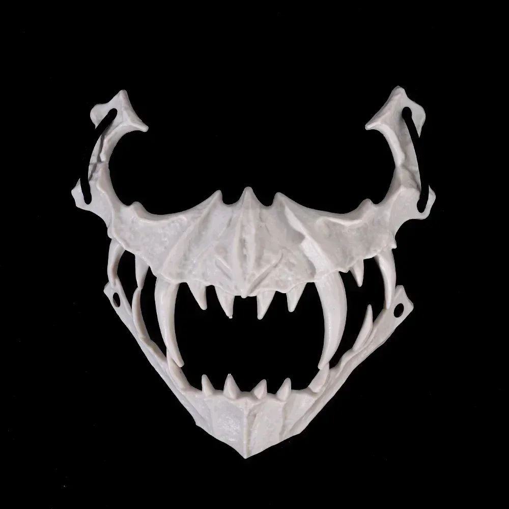 Halloween Skull Mask Long Teeth Demon Skeleton Half Face Cosplay Party Mask Scary Horror Wolf Dragon Tiger Costume Accessory