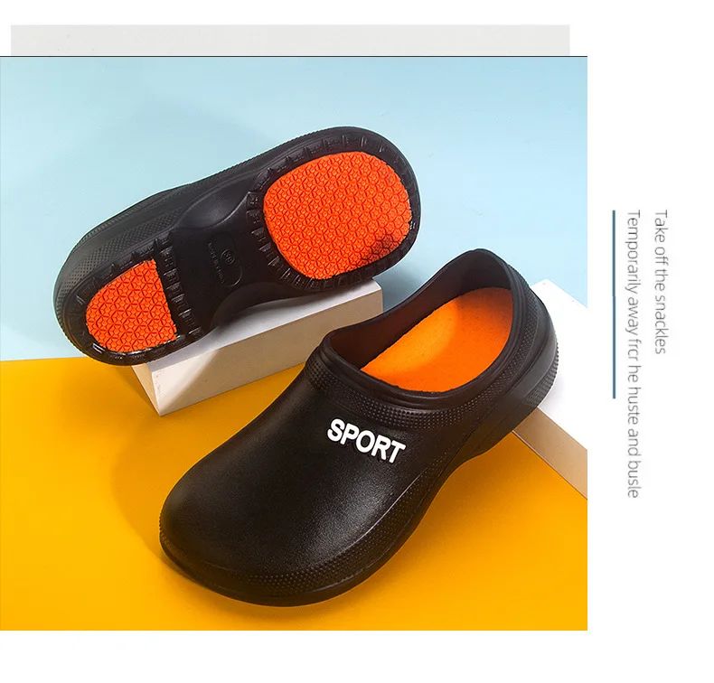 2025 New Kitchen Shoes Non-Slip Oil-Resistant Chef Rain Shoes Restaurant Food Work Shoes Comfortable EVA Material for Men