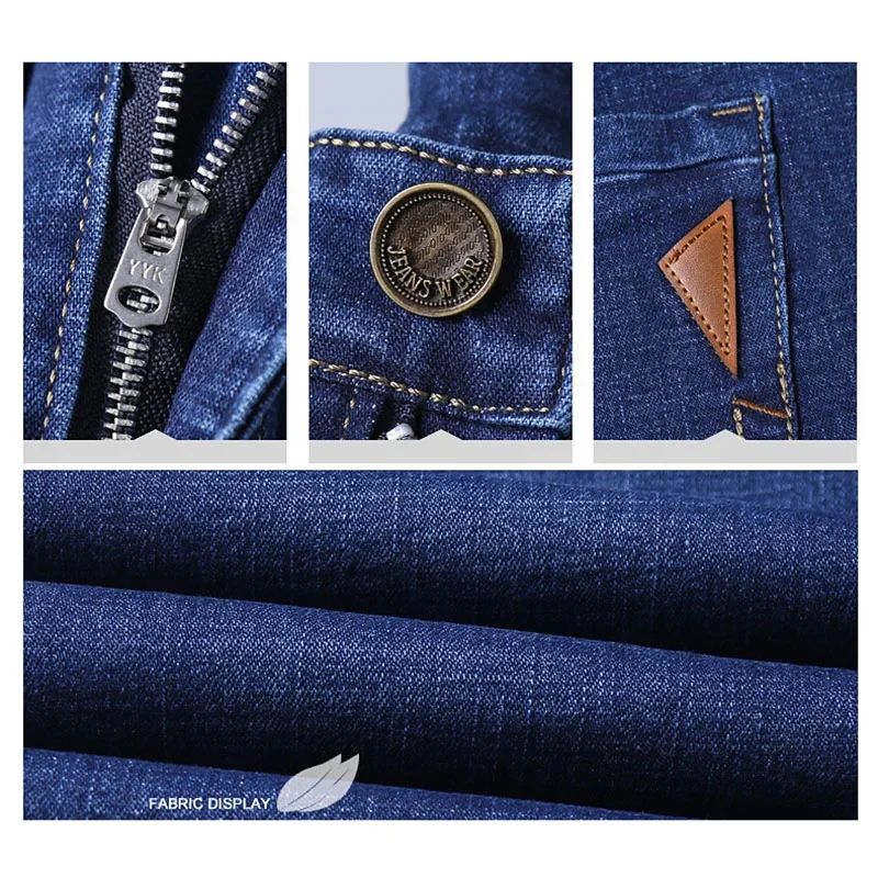Calça Jeans Masculina de Marca de Luxo Stretch Reta Casual Slim Fit Jeans Masculino Design Clássico de Negócios Calça Tamanho Grande