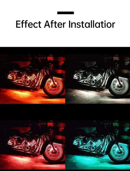 Barra de Luz Decorativa para Moto 12V com Controle Flexível e à Prova D'água, 12 LEDs RGB, Controle por Aplicativo, Luz Ambiente para Carro e Moto
