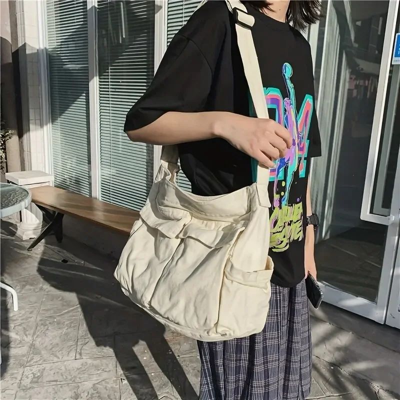 2025 y2k Women Vintage Handbag Canvas Teenager Shoulder Tote Bags Messenger Bags Ladies Casual Handbag Crossbody Purse