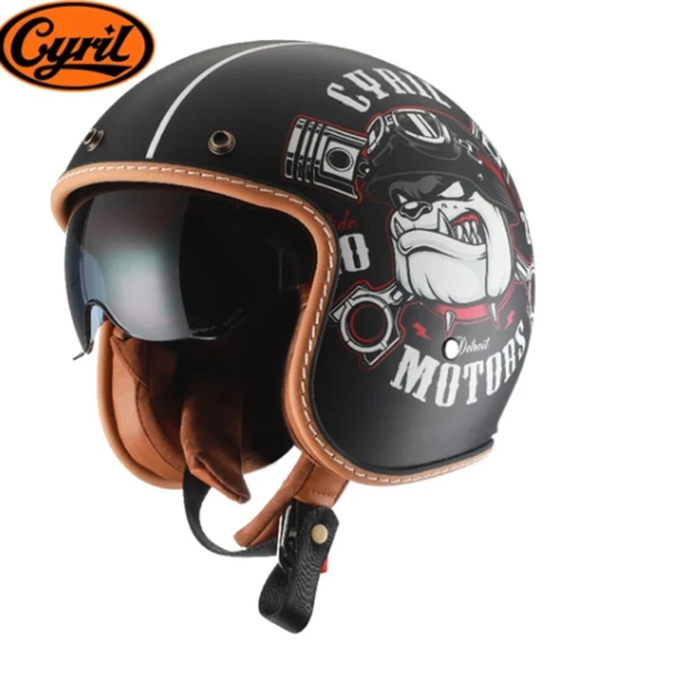 Capacetes Cyril para Motocicletas Acessórios 3/4 Abertos Leves Certificado DOT Segurança Retrô Cascos Moto Capacete