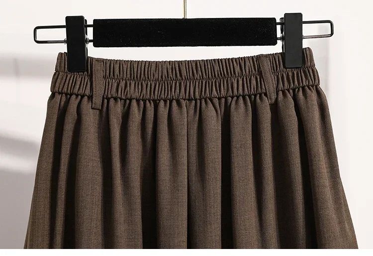 Solid Color Versatile Medium Length Skirt Pleated Plus Size A-Line Maxi Gown Cover Hip Spring Summer 2025 New Half-length Skirt