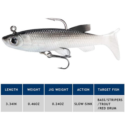 Kit 5 Peças Isca de Pesca Isca Macia 8cm/2.8in Isca Artificial Anzóis Legais