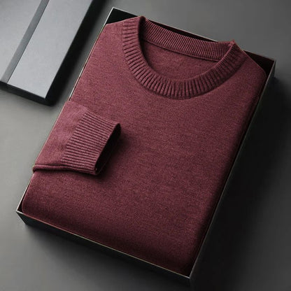 Autumn New Men's Round Neck Pullover Long Sleeved Knitted Sweater Retro Lightweight Sports Shirt Soild Color Casual Jacket