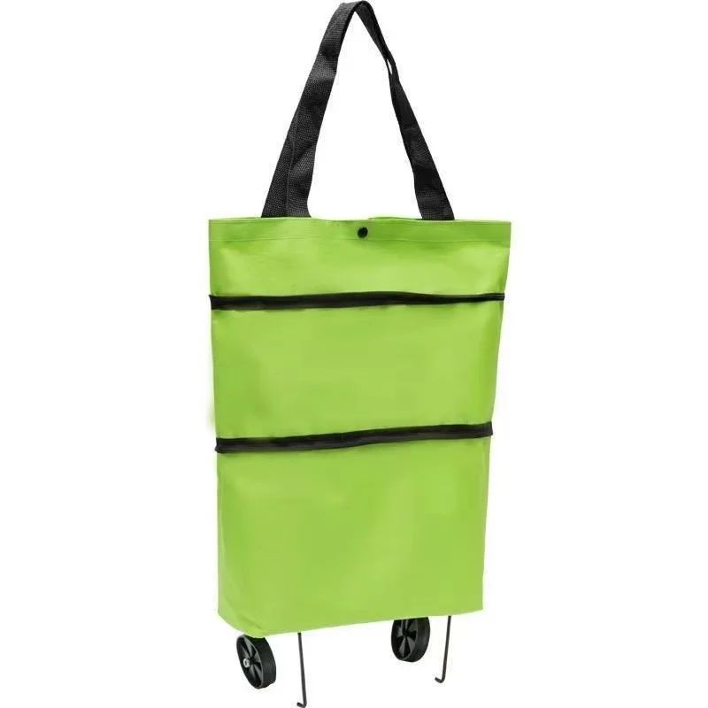 Shopping Bag with Wheels Foldable Hand Pull Extendable Vegetable Buying Car Casual Polyester Fiber Home Use Logo Addable